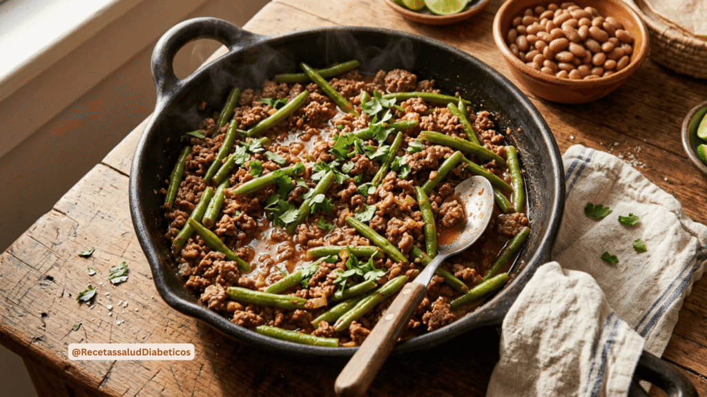 Cazuela reconfortante de carne molida magra con ejotes (green beans)