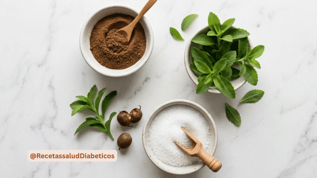 Endulzantes naturales recomendados para repostería diabética.